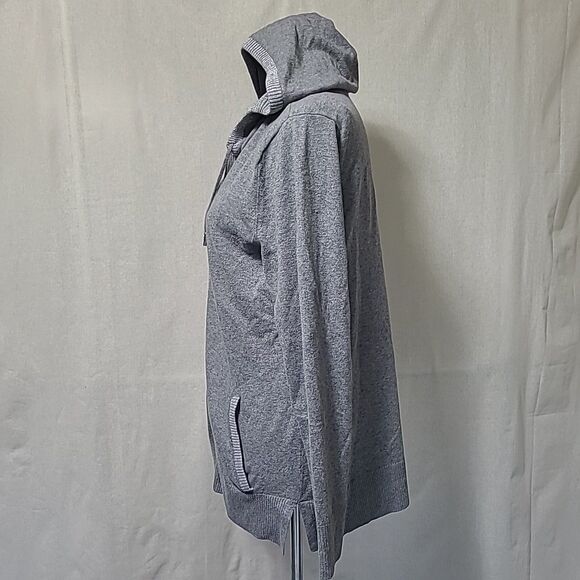Chicos Zenergy Full Zip Jacket Womens Size 1 Small Hooded Cashmere Blend Grey - Picture 3 of 11